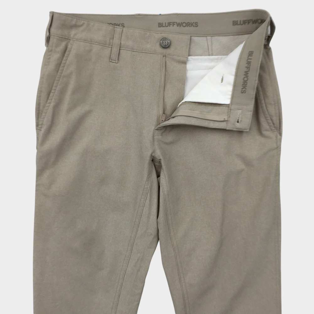 Bluffworks Envoy Lightweight Travel Pant Khaki Tan Slim Fit Mens 30x30